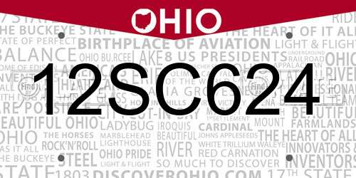 12SC624 Ohio License Plate