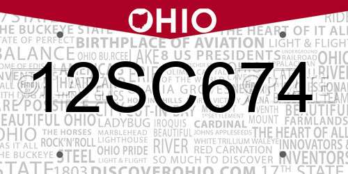12SC674 Ohio License Plate