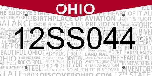 12SS044 Ohio License Plate