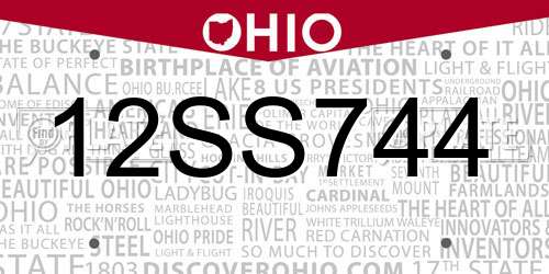 12SS744 Ohio License Plate