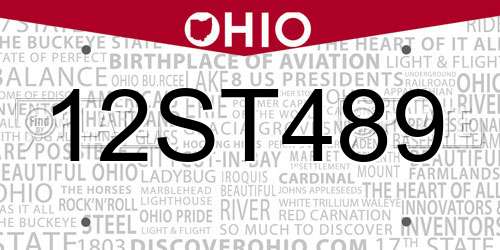 12ST489 Ohio License Plate