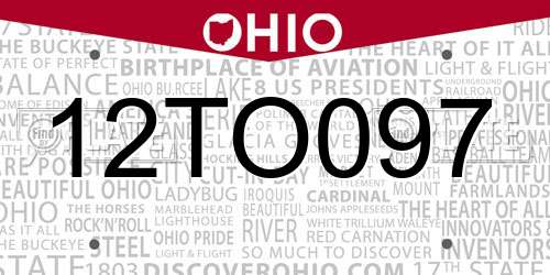 12TO097 Ohio License Plate