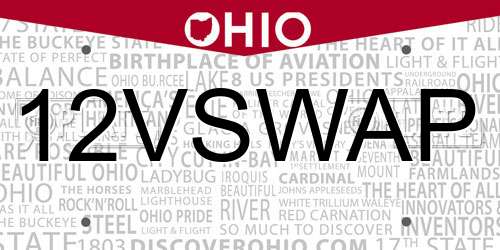 12VSWAP Ohio License Plate