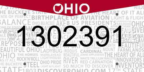 1302391 Ohio License Plate