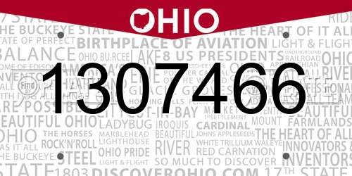 1307466 Ohio License Plate