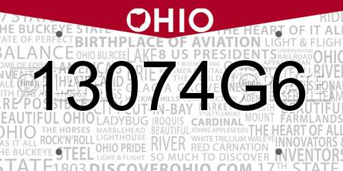 13074G6 Ohio License Plate