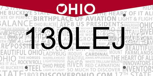 130LEJ Ohio License Plate