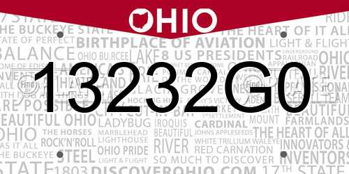 13232G0 Ohio License Plate