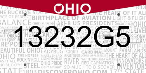 13232G5 Ohio License Plate