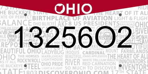 13256O2 Ohio License Plate
