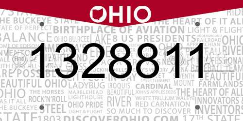 1328811 Ohio License Plate
