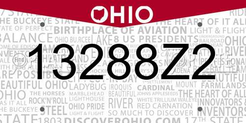 13288Z2 Ohio License Plate