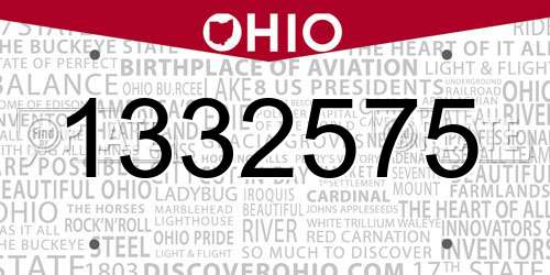 1332575 Ohio License Plate