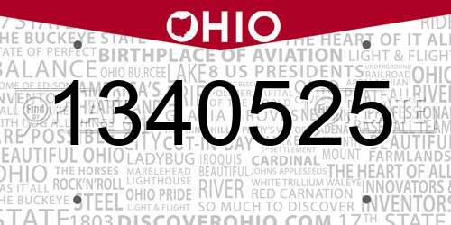 1340525 Ohio License Plate