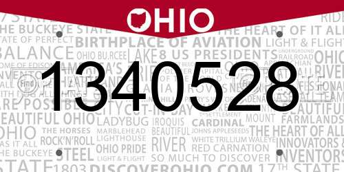 1340528 Ohio License Plate