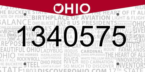 1340575 Ohio License Plate