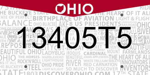 13405T5 Ohio License Plate