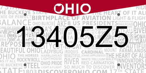 13405Z5 Ohio License Plate