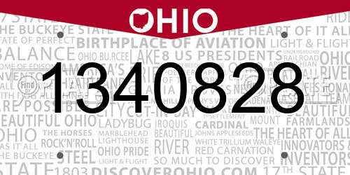 1340828 Ohio License Plate