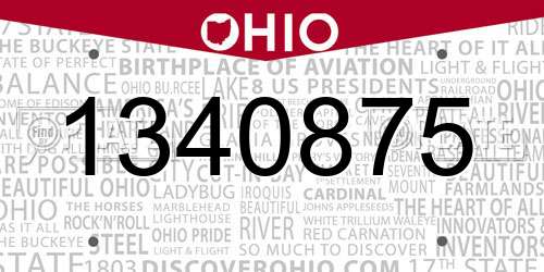 1340875 Ohio License Plate
