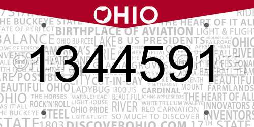 1344591 Ohio License Plate