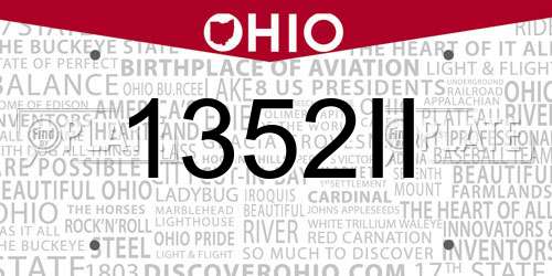1352II Ohio License Plate
