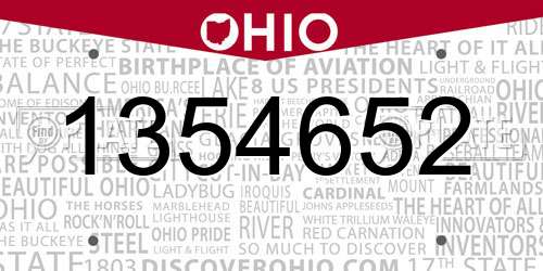1354652 Ohio License Plate
