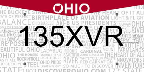 135XVR Ohio License Plate