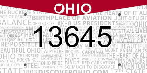 13645 Ohio License Plate
