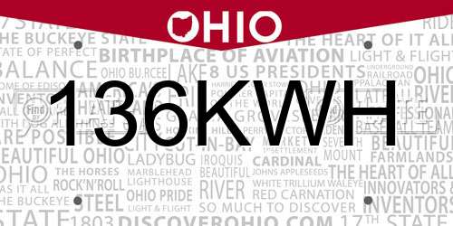 136KWH Ohio License Plate