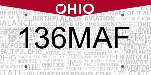 136MAF Ohio License Plate
