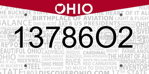 13786O2 Ohio License Plate