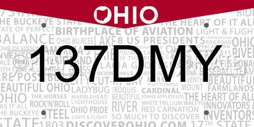 137DMY Ohio License Plate