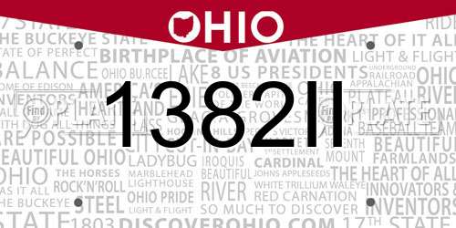 1382II Ohio License Plate