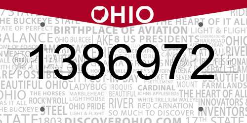 1386972 Ohio License Plate