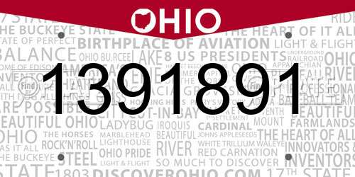 1391891 Ohio License Plate