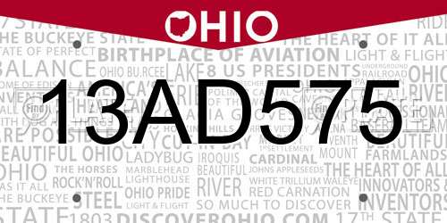 13AD575 Ohio License Plate