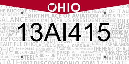 13AI415 Ohio License Plate