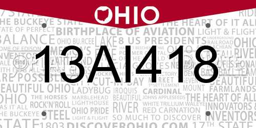 13AI418 Ohio License Plate