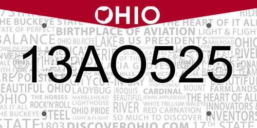 13AO525 Ohio License Plate