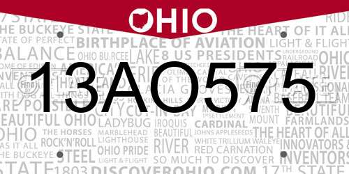 13AO575 Ohio License Plate
