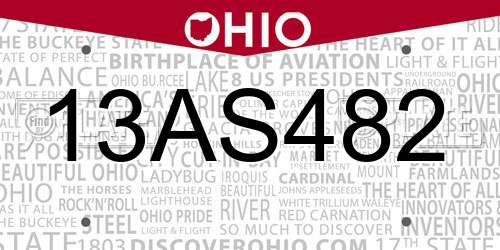 13AS482 Ohio License Plate