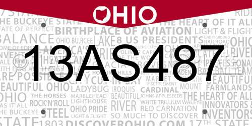 13AS487 Ohio License Plate