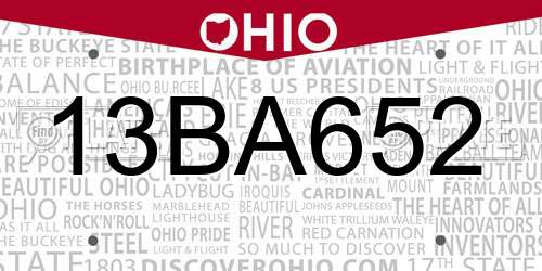 13BA652 Ohio License Plate