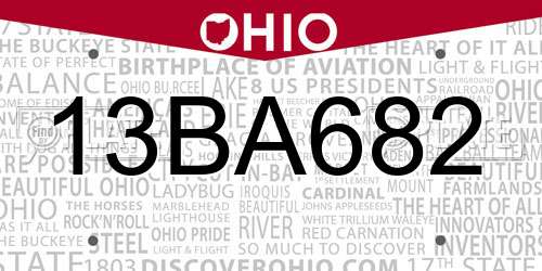 13BA682 Ohio License Plate