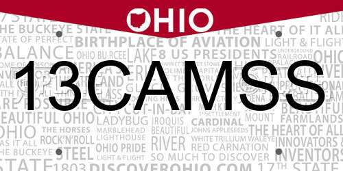 13CAMSS Ohio License Plate