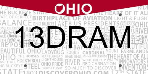 13DRAM Ohio License Plate