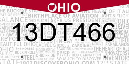 13DT466 Ohio License Plate