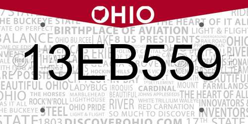 13EB559 Ohio License Plate