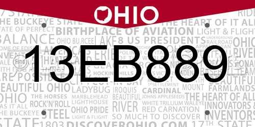 13EB889 Ohio License Plate